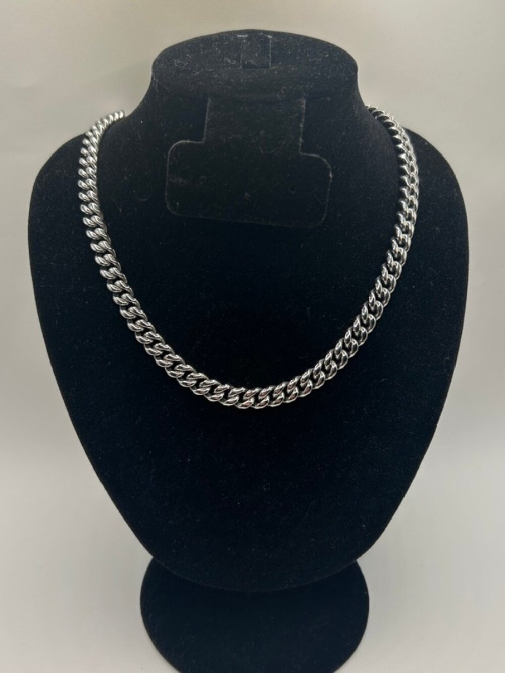 Unisex Cuban Link Chain Real Silver 20 Inch Plated 8mm Everyday Waterproof